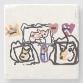 Welsh Corgi hearts  Stenen Onderzetter (Voorkant)