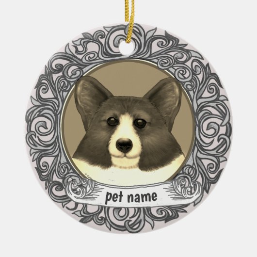 Welsh Corgi hond liefdevolle herinnering ornament (Voorkant)