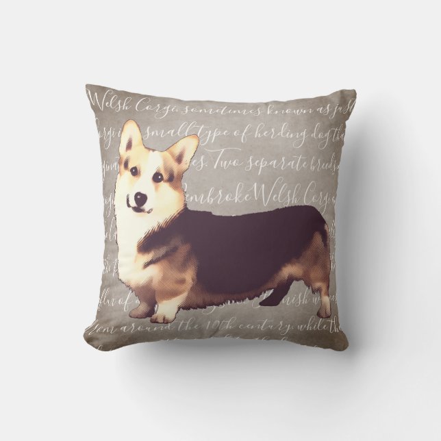 Welsh Corgi Illustration Pillow Kussen (Voorkant)