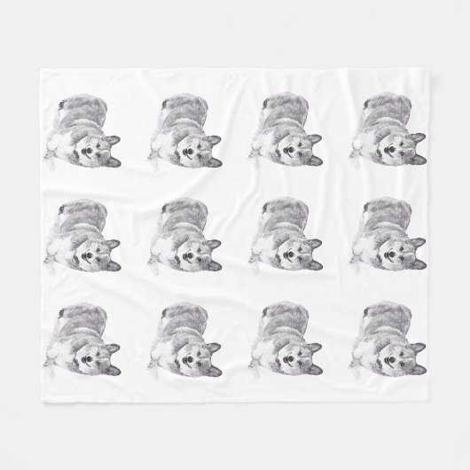 Welsh Corgi in de sneeuw Fleece Deken (Voorkant (Horizontaal))