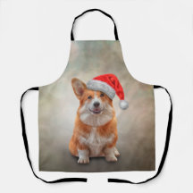 Welsh Corgi in het rode pet van Santa Claus