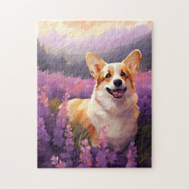Welsh Corgi in Lavendelveld Legpuzzel