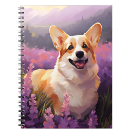 Welsh Corgi in Lavendelveld Notitieboek