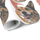 Welsh Corgi in Santa Hat Wrapping Paper Cadeaupapier (Rol Hoek)