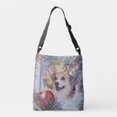 Welsh Corgi in Winter Window Crossbody Tas (Achterkant)