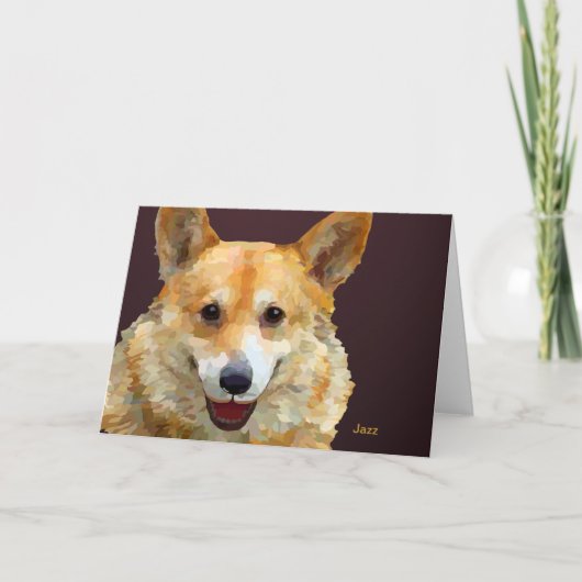 Welsh Corgi "Jazz" hekken voor Fido Bedankkaart (Voorkant)