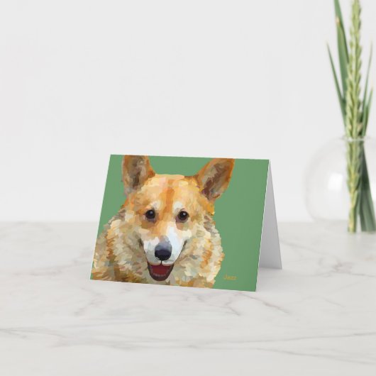 Welsh Corgi "Jazz" hekken voor Fido Kaart (Voorkant)