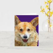 Welsh Corgi "Jazz" Wenskaart Kaart (Gele Bloem)