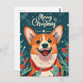 Welsh Corgi Kerstmis Briefkaart (Voorkant / Achterkant)