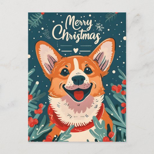 Welsh Corgi Kerstmis Briefkaart (Voorkant)