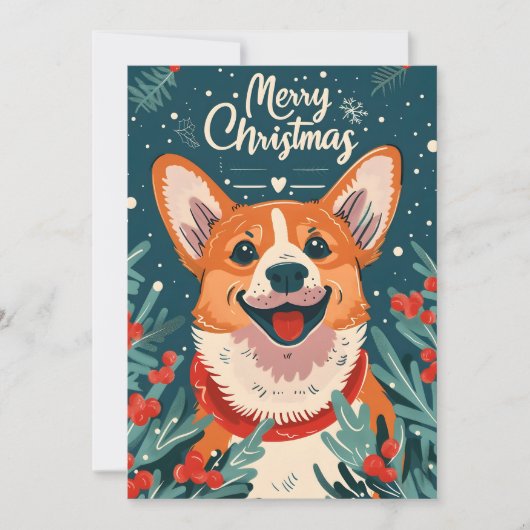 Welsh Corgi Kerstmis Feestdagenkaart (Voorkant)