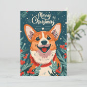 Welsh Corgi Kerstmis Feestdagenkaart (Staand voorkant)