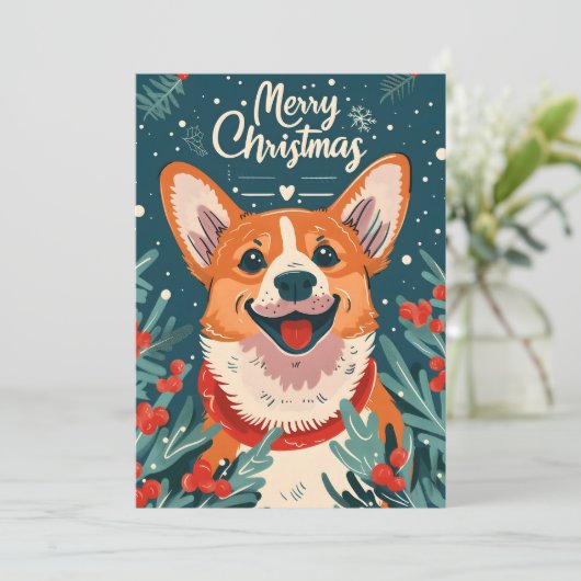 Welsh Corgi Kerstmis Feestdagenkaart (Staand voorkant)