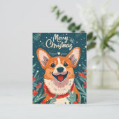 Welsh Corgi Kerstmis Feestdagenkaart (Staand voorkant)