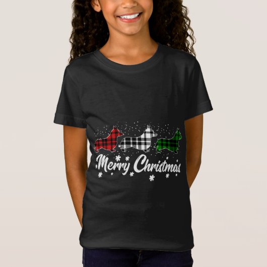 Welsh Corgi Kerstmis Light Red Green Dog T-shirt (Voorkant)