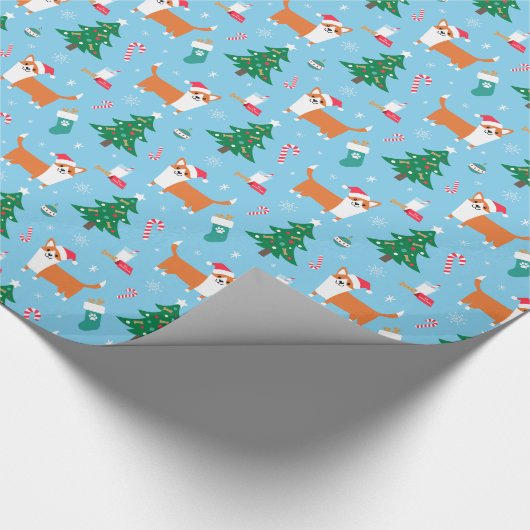 Welsh Corgi-kerstpapier Cadeaupapier (Hoek)