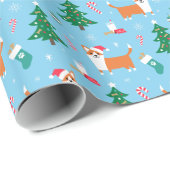 Welsh Corgi-kerstpapier Cadeaupapier (Rol Hoek)