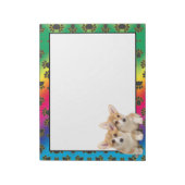 Welsh Corgi kleurful dog paw notitieblok (Linkerzijde)