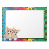 Welsh Corgi kleurful dog paw notitieblok (Voorkant)