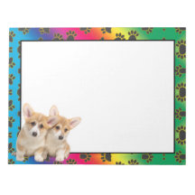 Welsh Corgi kleurful dog paw notitieblok