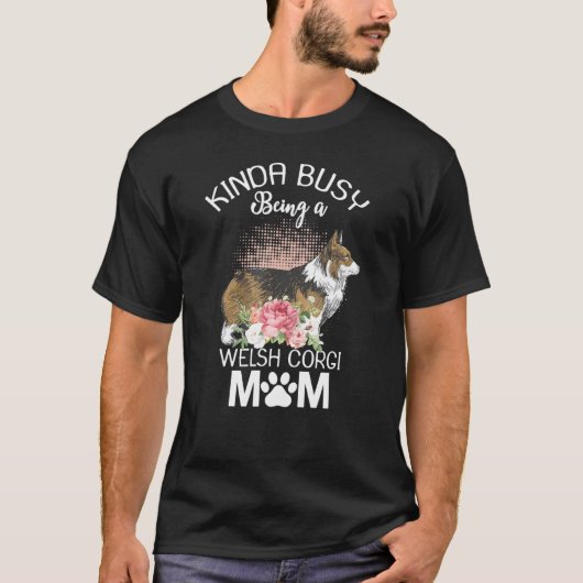 Welsh Corgi mama Floral Dog Women T-shirt (Voorkant)