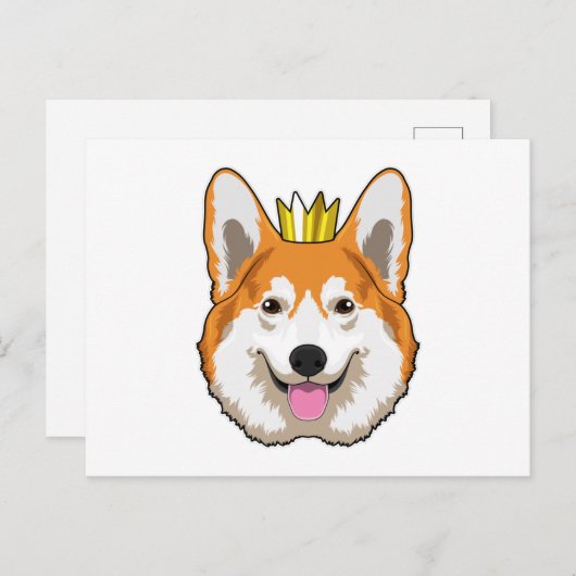 Welsh Corgi met Crown Briefkaart (Voorkant / Achterkant)
