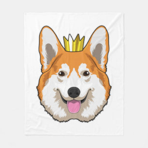 Welsh Corgi met Crown Fleece Deken