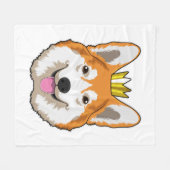 Welsh Corgi met Crown Fleece Deken (Voorkant (Horizontaal))