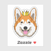 Welsh Corgi met Crown Sticker (Vel)