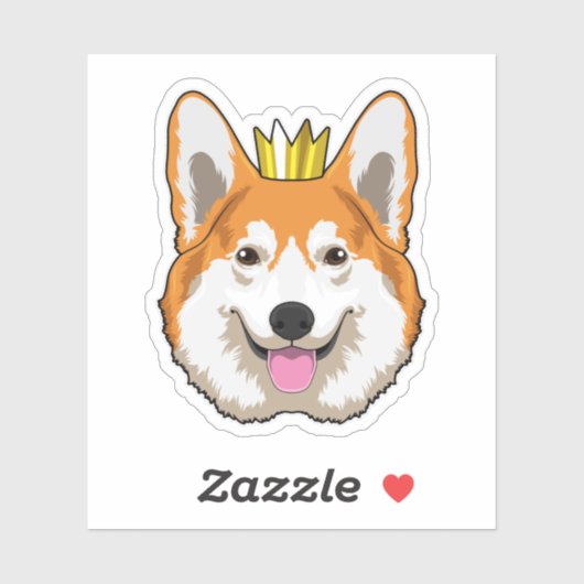 Welsh Corgi met Crown Sticker (Vel)