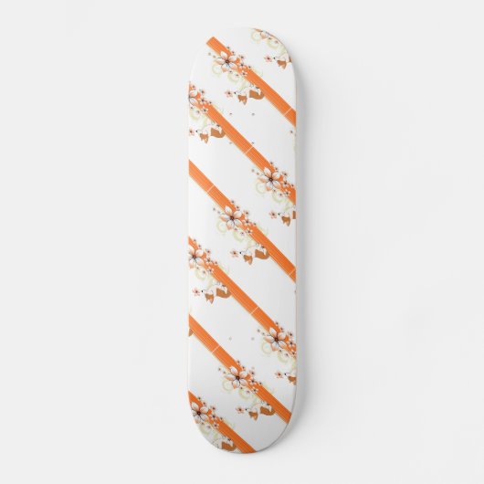Welsh Corgi met een Floral Strip Persoonlijk Skateboard (Voorkant)