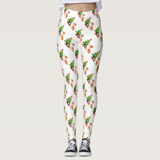 Welsh Corgi met kerstboom Leggings (Voorkant)