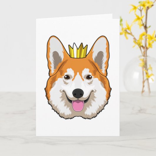 Welsh Corgi met Kroon Kaart (Gele Bloem)