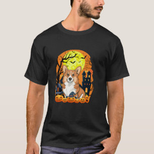Welsh Corgi met pompoenen Grappige enge Halloween T-shirt