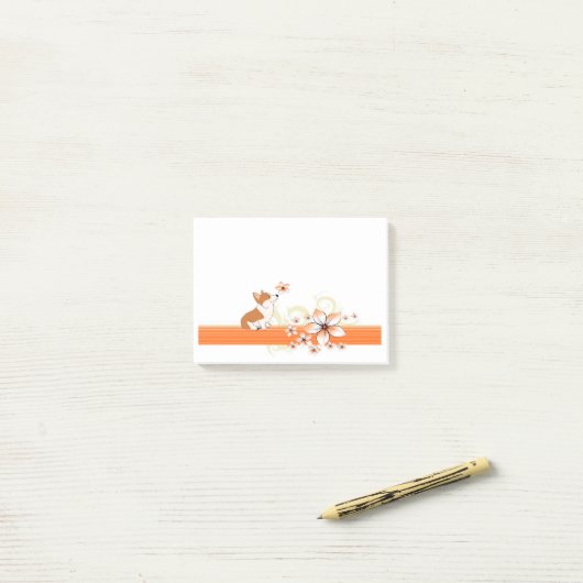 Welsh Corgi met ventilator Post-it® Notes (Op bureau)
