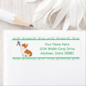 Welsh Corgi met vlinder Etiket (Insitu)