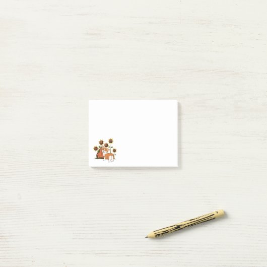 Welsh Corgi met zonnebloemen Post-it® Notes (Op bureau)