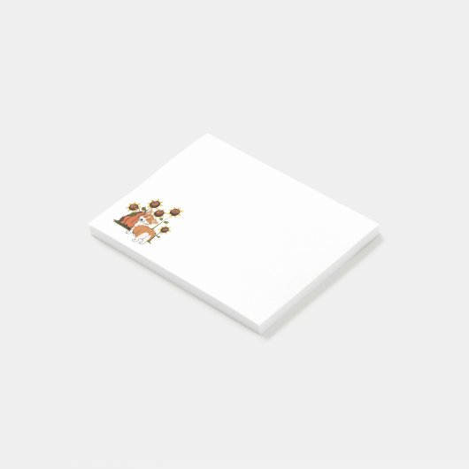 Welsh Corgi met zonnebloemen Post-it® Notes (Schuin)