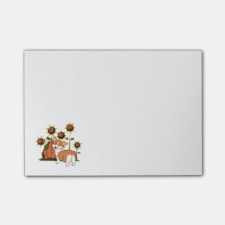 Welsh Corgi met zonnebloemen Post-it® Notes