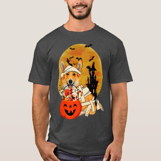 Welsh Corgi Mummy Halloween Grappig Corgi Hallowee T-shirt (Voorkant)