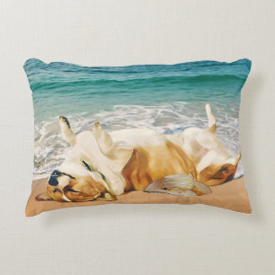 Welsh Corgi op het strand Accent Kussen