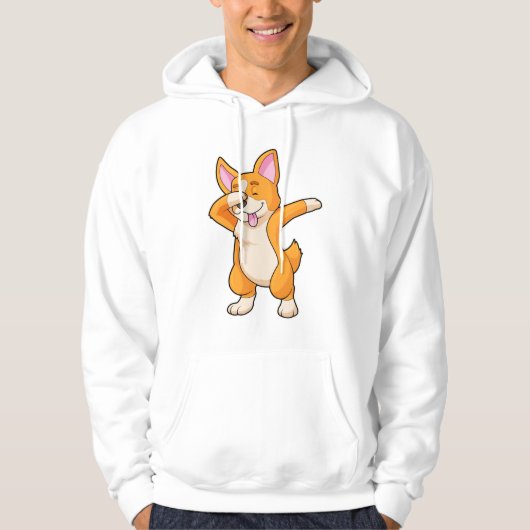 Welsh Corgi op Hip Hop Dance Dab Hoodie (Voorkant)
