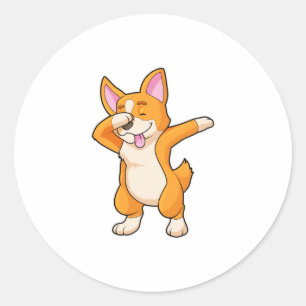 Welsh Corgi op Hip Hop Dance Dab Ronde Sticker