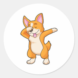 Welsh Corgi op Hip Hop Dance Dab Ronde Sticker