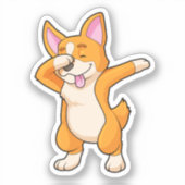 Welsh Corgi op Hip Hop Dance Dab Sticker (Voorkant)