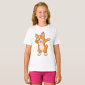 Welsh Corgi op Hip Hop Dance Dab T-shirt (Voorkant volledig)