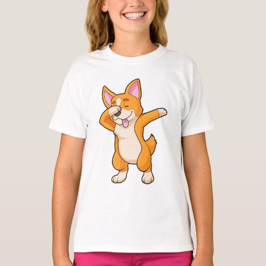 Welsh Corgi op Hip Hop Dance Dab T-shirt (Voorkant)