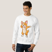 Welsh Corgi op Hip Hop Dance Dab Trui (Voorkant volledig)