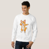 Welsh Corgi op Hip Hop Dance Dab Trui (Voorkant volledig)