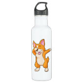Welsh Corgi op Hip Hop Dance Dab Waterfles (Voorkant)